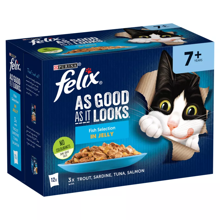Felix As Good As it Looks Senior 7+ Fish in Jelly Wet Cat Food 12x85g