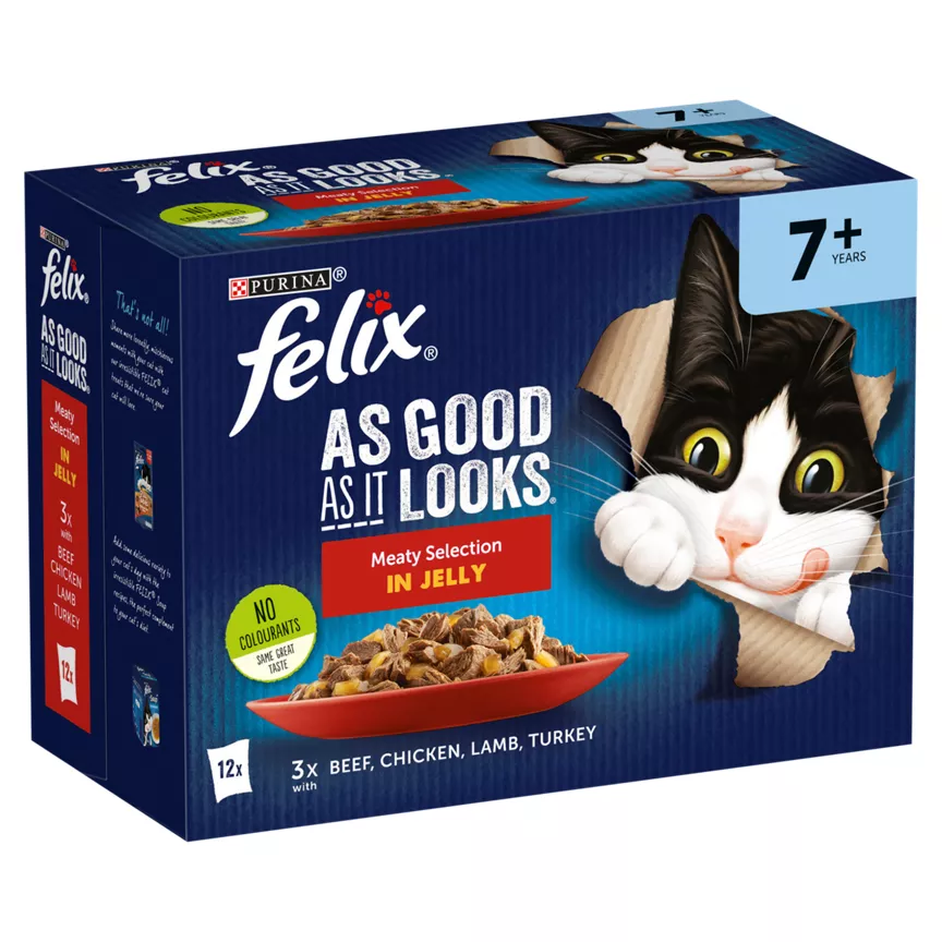 Felix As Good As it Looks Senior 7+ Meat in Jelly Wet Cat Food 12x85g