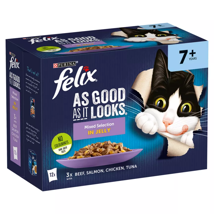 Felix As Good As it Looks Senior 7+ Mixed in Jelly Wet Cat Food 12x85g