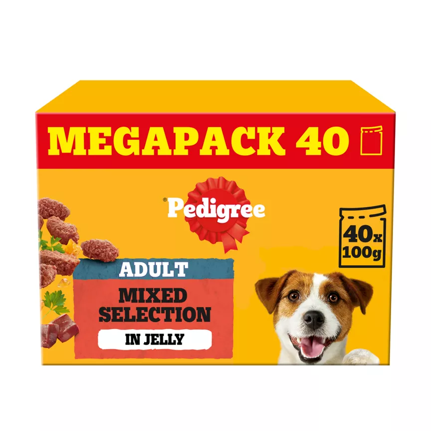 Pedigree Adult Wet Dog Food Mixed Selection Jelly 40x100g Mega Pack Pouch