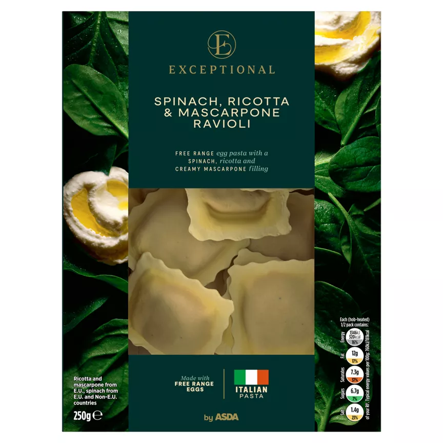 Exceptional by ASDA Spinach, Ricotta & Mascarpone Ravioli 250g
