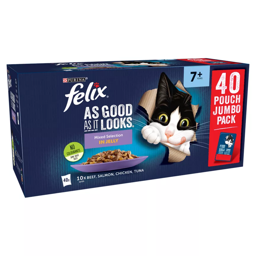 Felix As Good As it Looks Senior 7+ Mixed in Jelly Wet Cat Food 40x85g