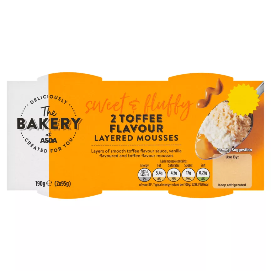 The BAKERY at ASDA 2 Toffee Flavour Layered Mousses 190g 2 x 95g (190g)