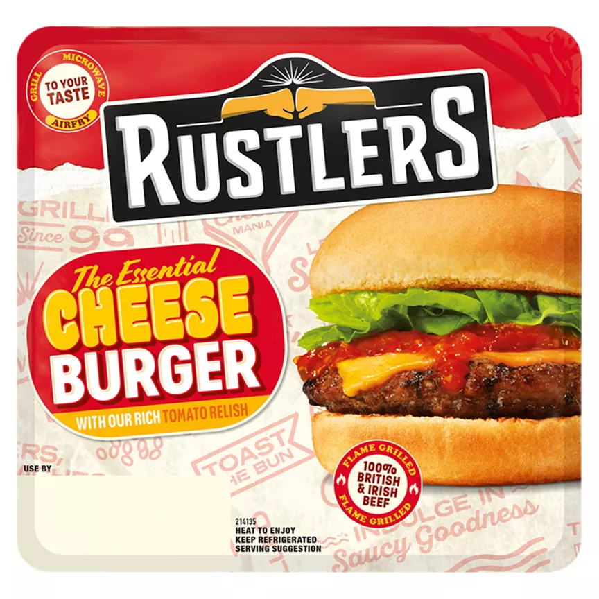 Rustlers The Essential Cheese Burger with Our Rich Tomato Relish 166g