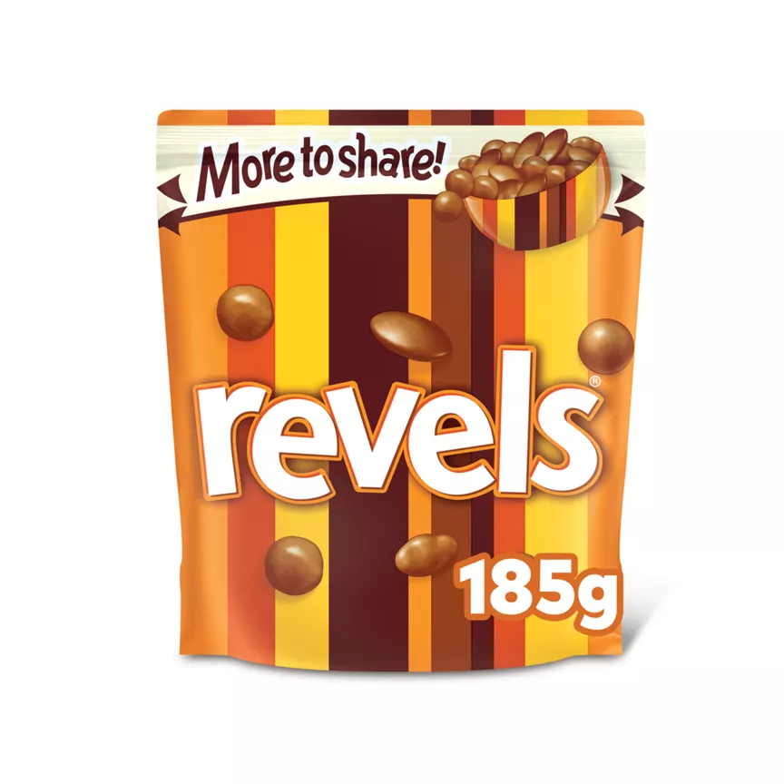 Revels Milk Chocolate with Raisins, Coffee or Orange Bites Sharing Pouch Bag 185g