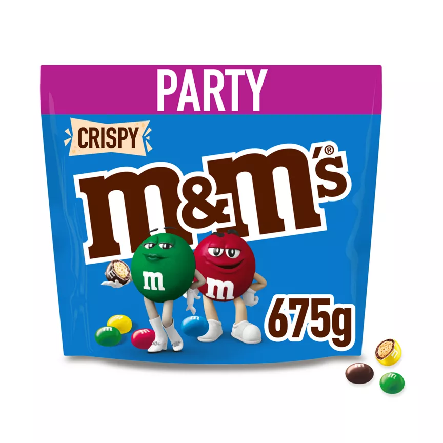 M&M's Crispy Milk Chocolate Party Mix Bulk Snack Bag 675g