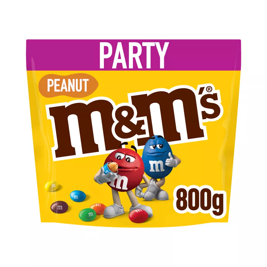 M&M's Crunchy Peanut & Milk Chocolate Party Mix Bulk Snack Bag 800g