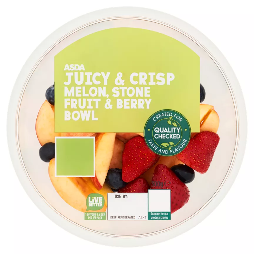 ASDA Juicy & Crisp Melon, Stone Fruit & Berry Bowl 300g