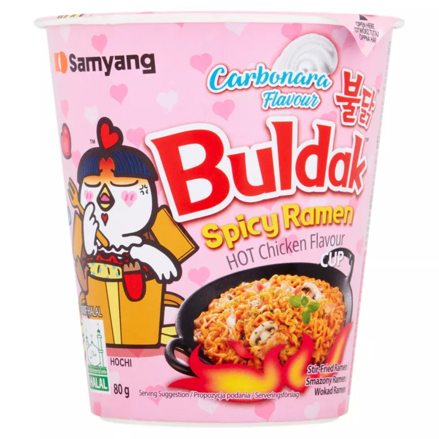 Samyang Carbonara Flavour Buldak Spicy Ramen Hot Chicken Flavour Cup 80g