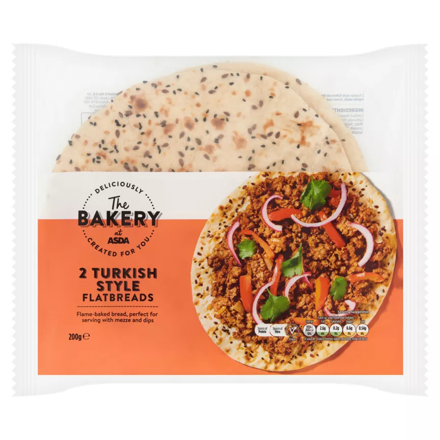 The BAKERY at ASDA 2 Turkish Style Flatbreads 200g