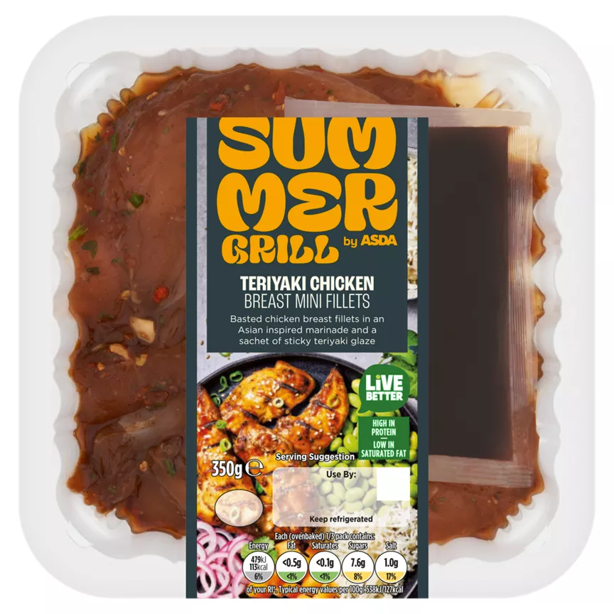 SUMMER GRILL by ASDA Teriyaki Chicken Breast Mini Fillets 350g