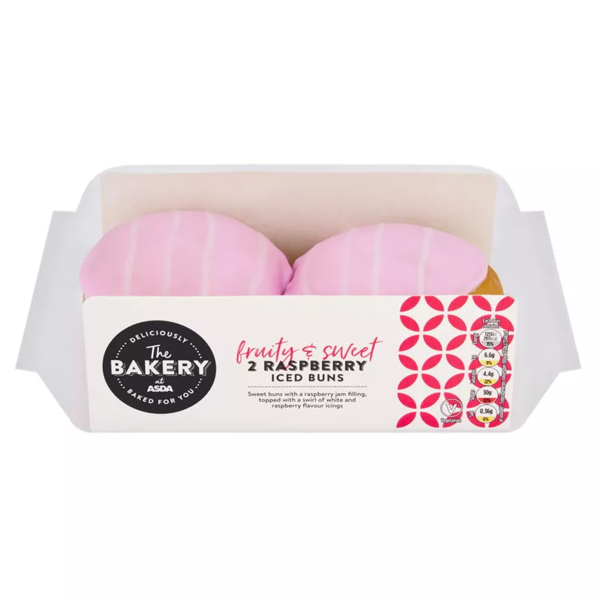 The BAKERY at ASDA 2 Raspberry Iced Buns