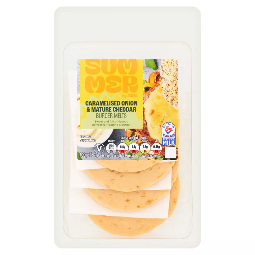 ASDA Summer Caramelised Onion & Mature Cheddar Burger Melts 100g