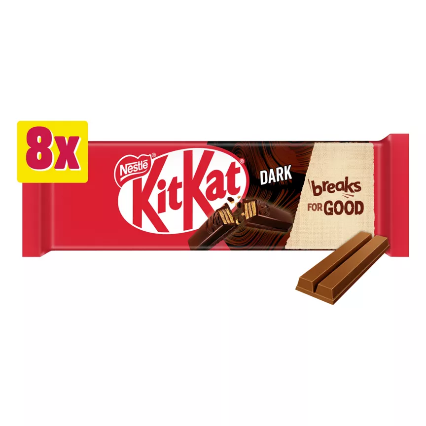 KitKat 2 Finger Dark Chocolate Biscuit Bar 8 Pack Multipack 165.6g