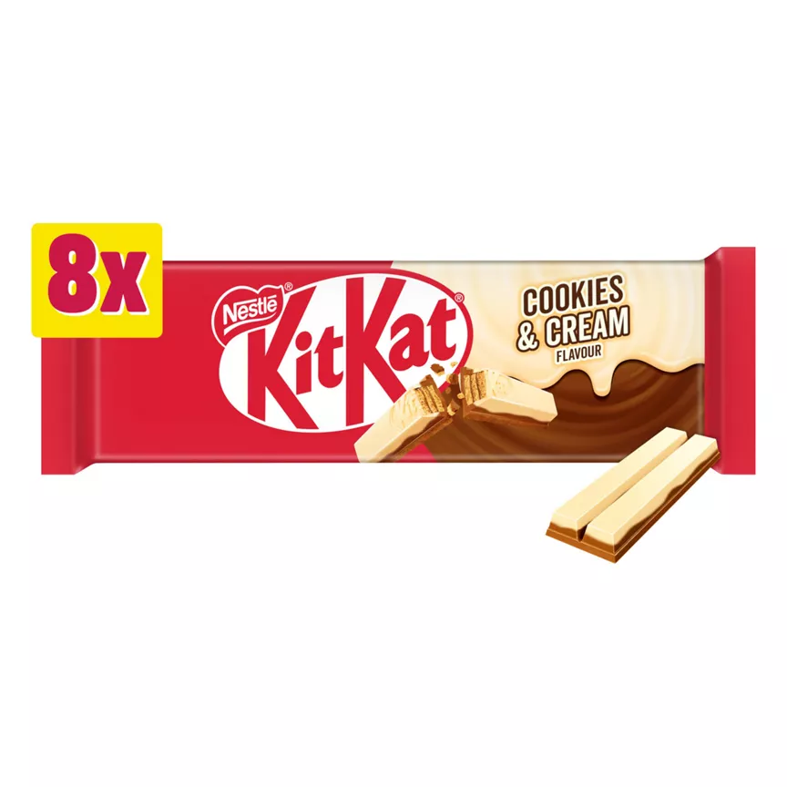 KitKat 2 Finger Cookies & Cream Chocolate Biscuit Bar 8 Pack Multipack 165.6g