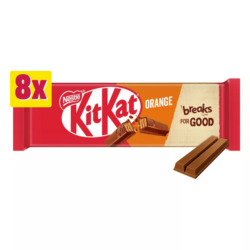 KitKat 2 Finger Orange Chocolate Biscuit Bar 8 Pack Multipack 165.6g