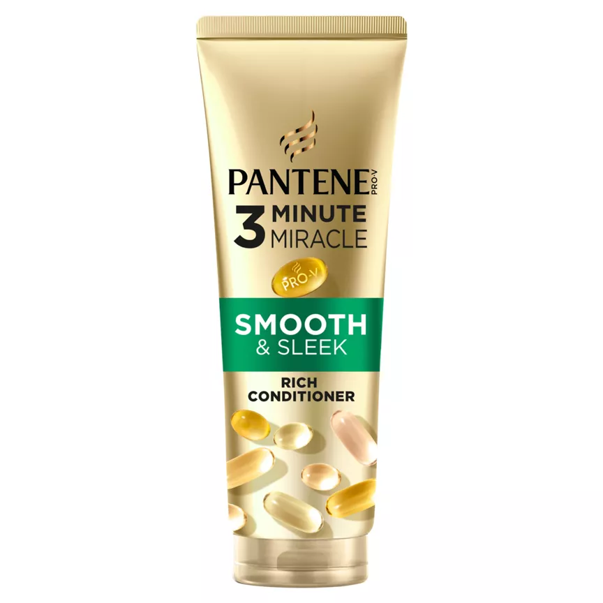 Pantene Pro-V Smooth & Sleek 3 Minute Miracle Conditioner 220ml for Frizzy, Dry Hair