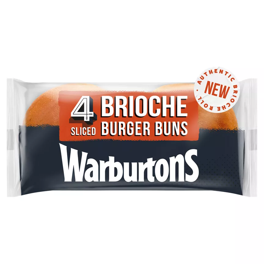 Warburtons 4 Sliced Brioche Burger Buns