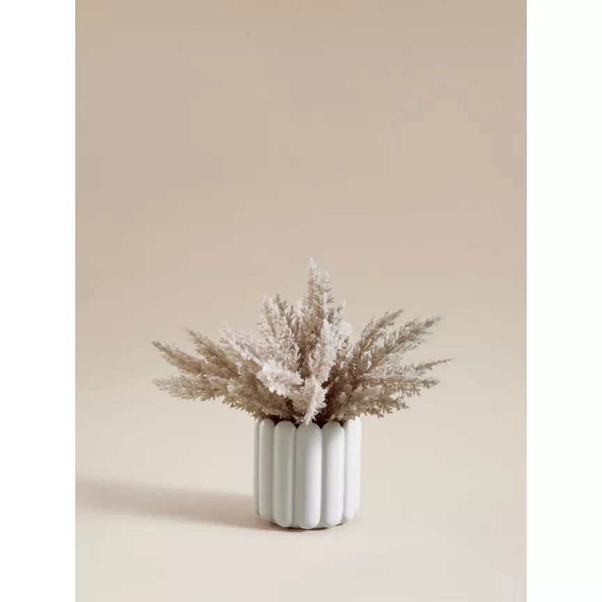 George Home White Fern Ribbed Pot