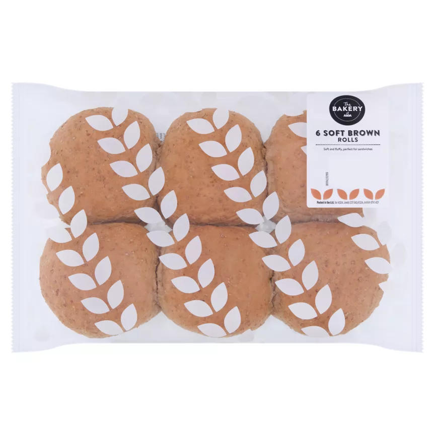 The BAKERY at ASDA 6 Soft Brown Rolls
