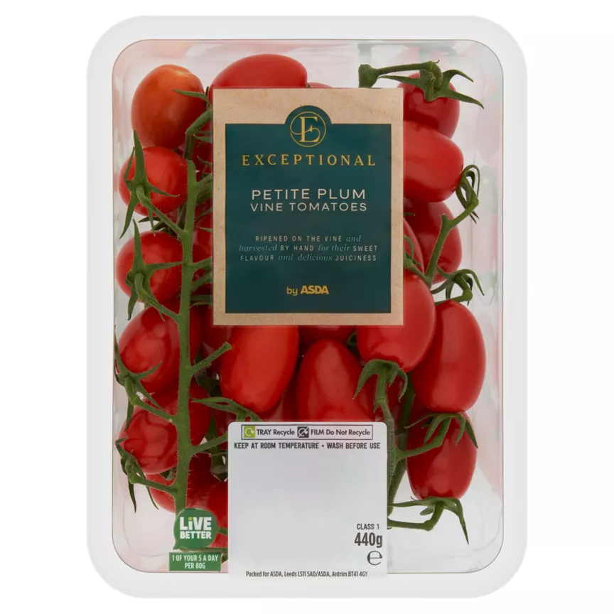 Exceptional by ASDA Petite Plum Vine Tomatoes 440g