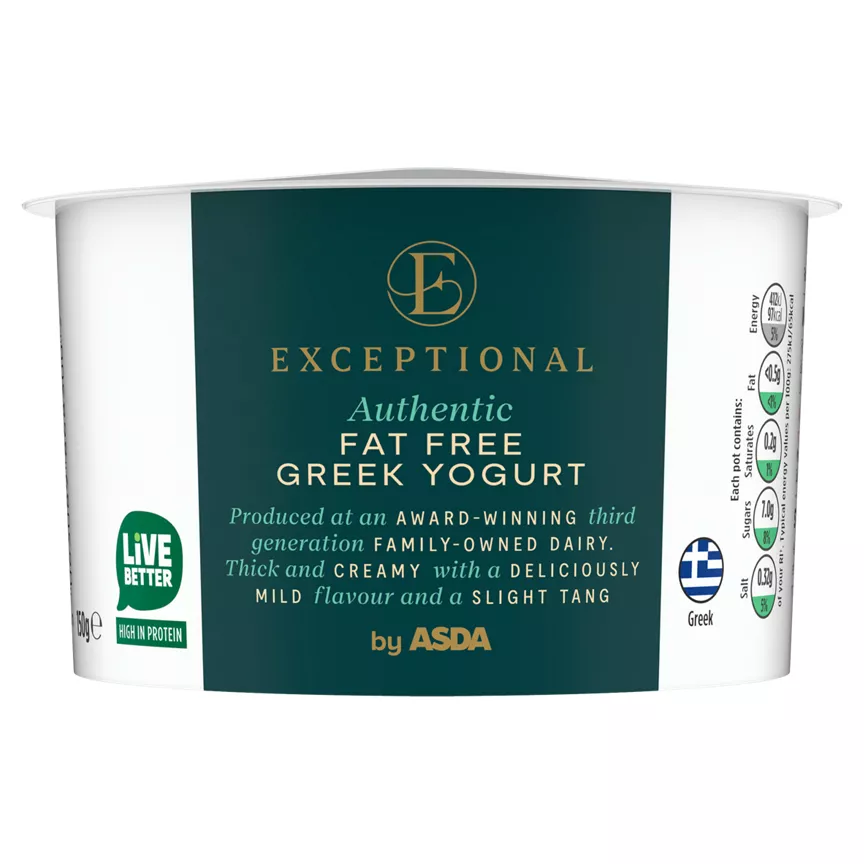 Exceptional by ASDA Authentic Fat Free Greek Yogurt 150g