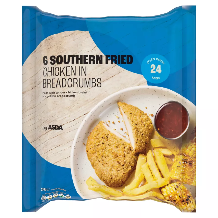 ASDA 6 Southern Fried Chicken in Breadcrumbs 570g