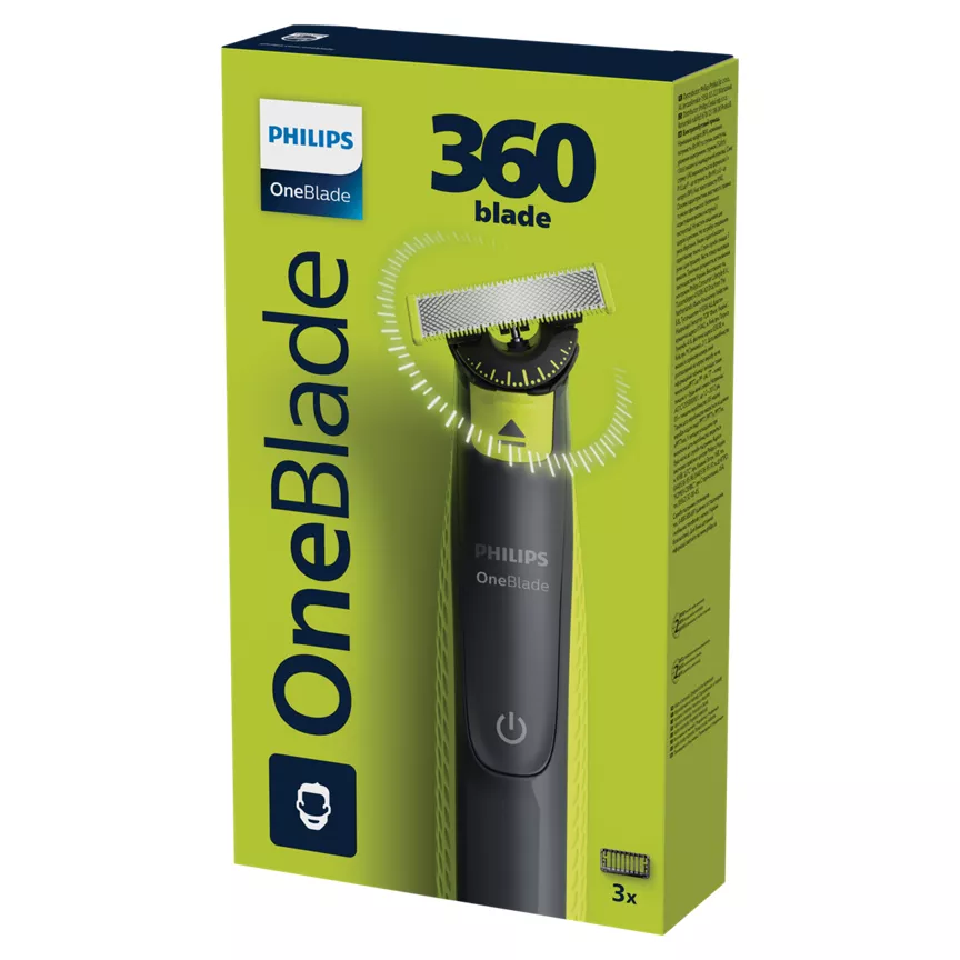 Philips OneBlade 360 Beard Trimmer for Face with 3 Click-on Stubble Combs