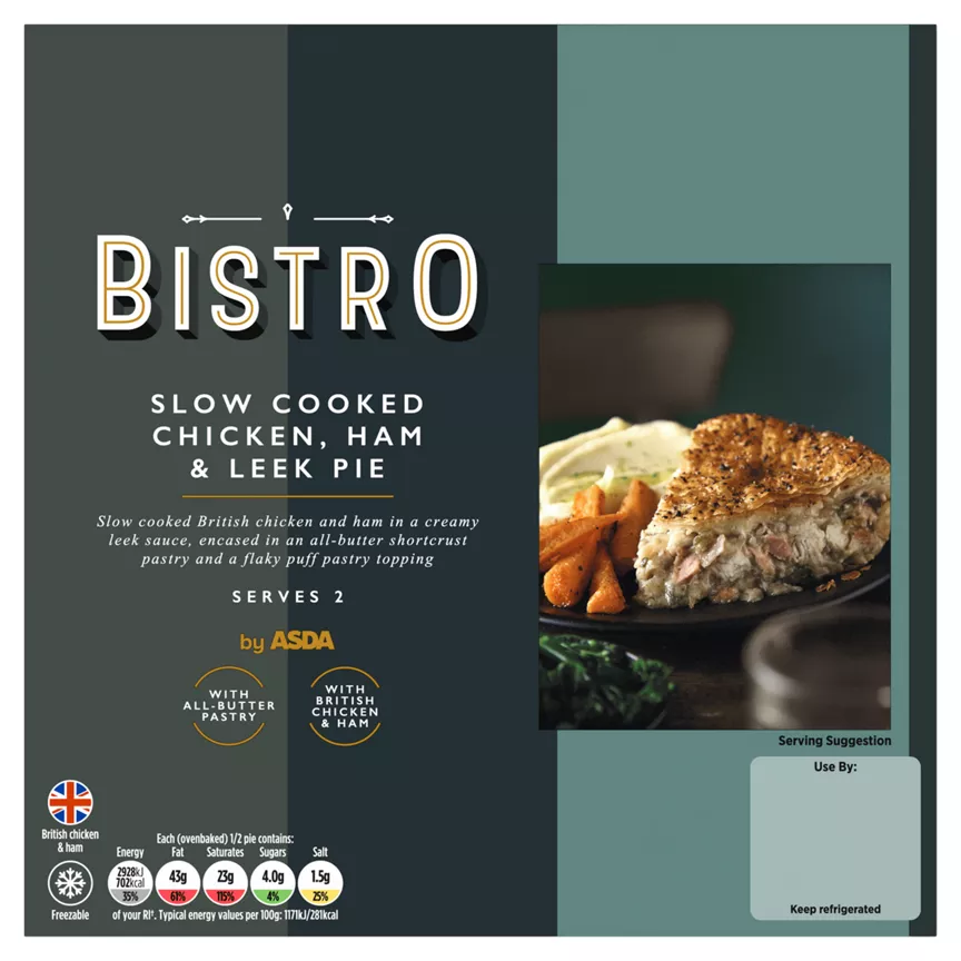Bistro by ASDA Slow Cooked Chicken, Ham & Leek Pie 500g