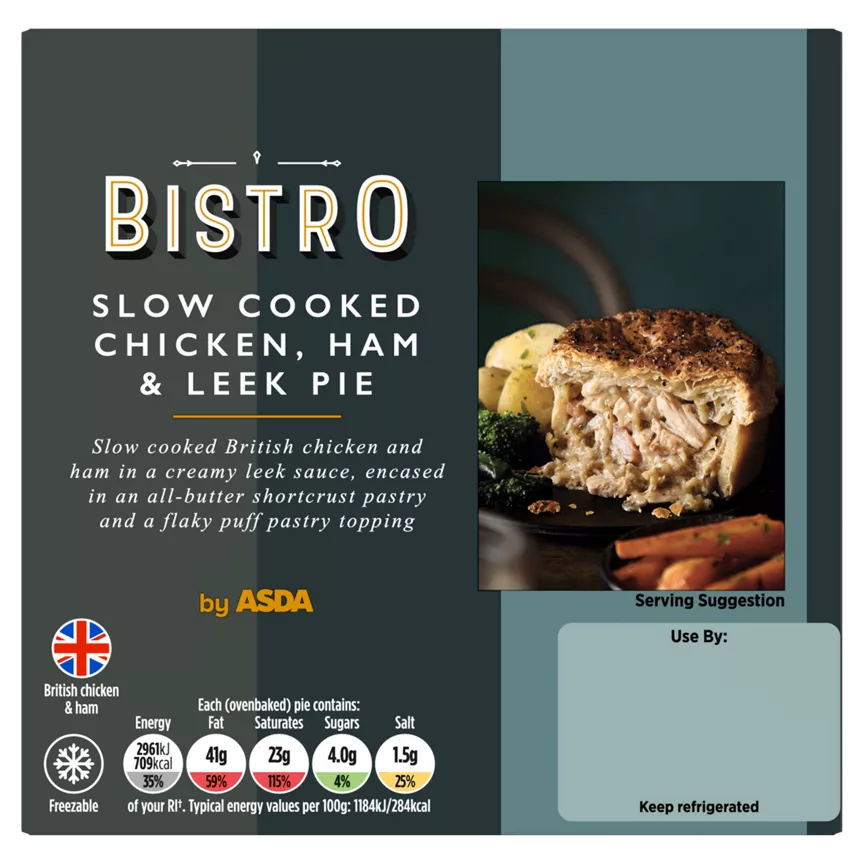 Bistro by ASDA Slow Cooked Chicken, Ham & Leek Pie 250g