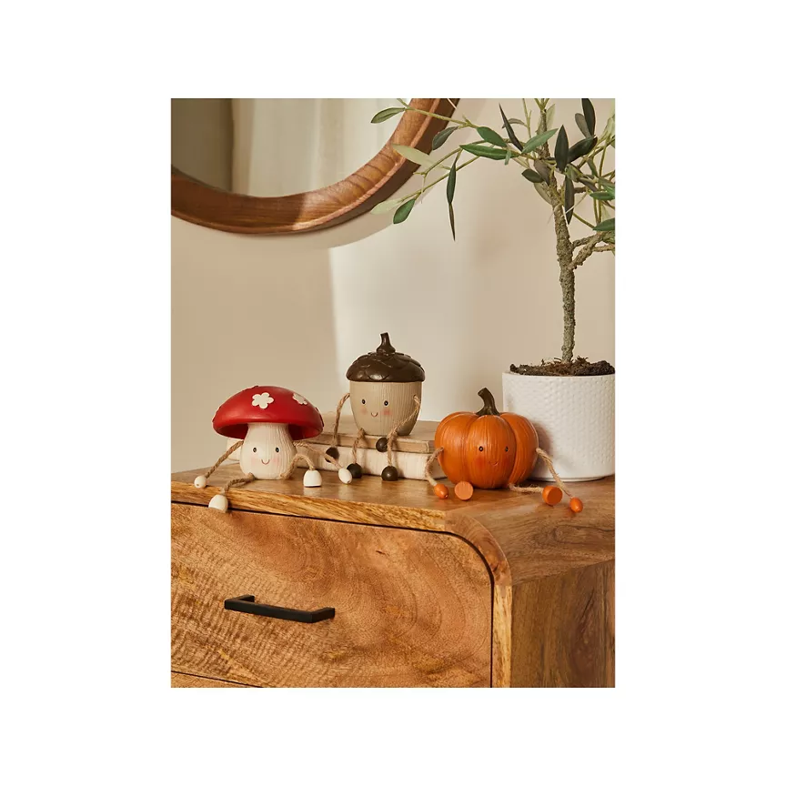 George Home Grey Mushroom Acorn Pumpkin Characters – Set of 3