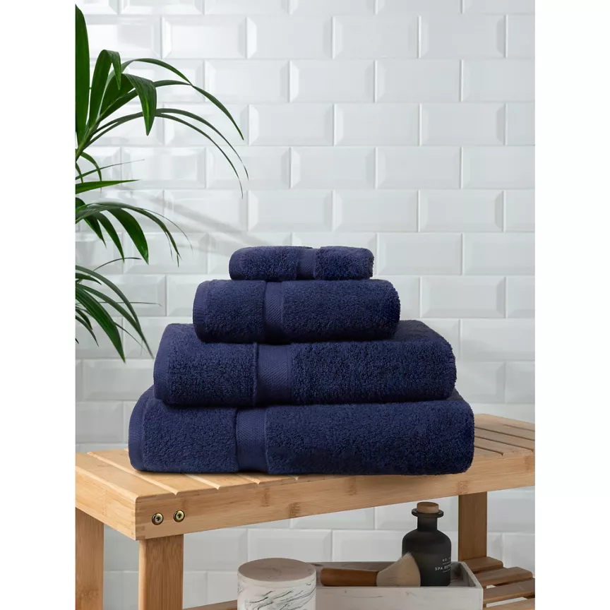 George Home Navy Super-Soft Cotton Towel & Bath Mat Range