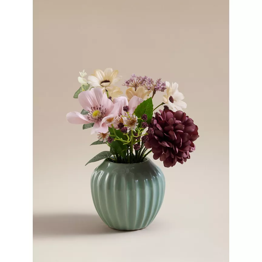 George Home Artificial Mixed Floral In Green Ceramic Pot
