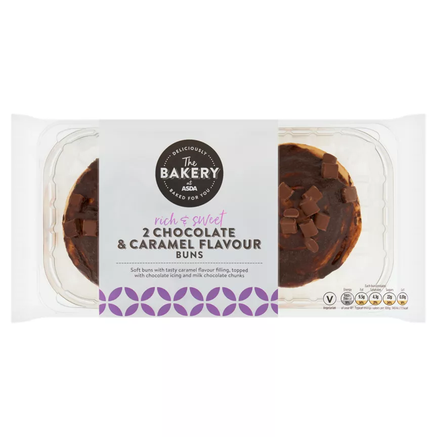 The BAKERY at ASDA 2 Chocolate & Caramel Flavour Buns