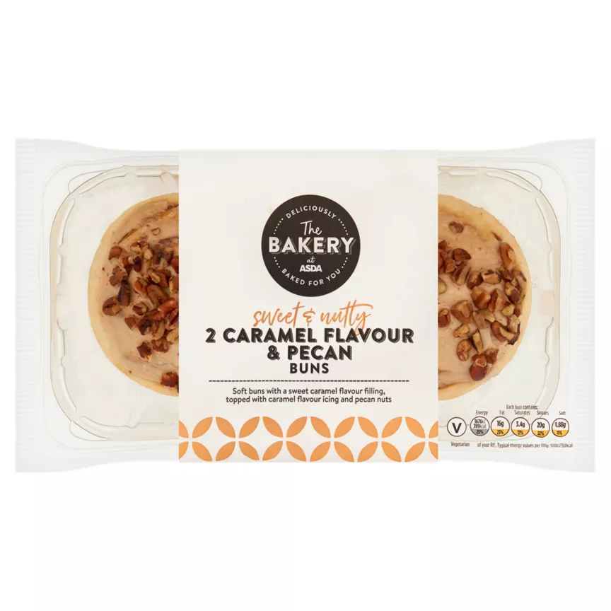 The BAKERY at ASDA 2 Caramel Flavour & Pecan Buns