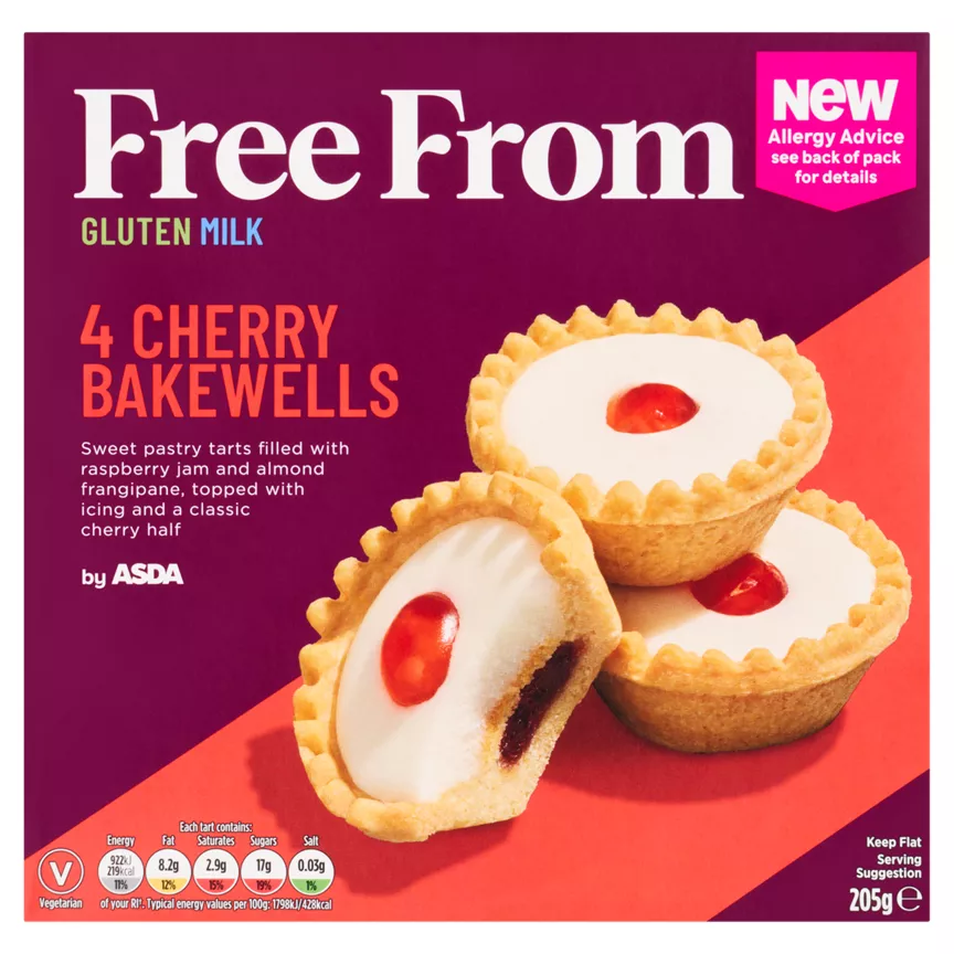 ASDA Free From 4 Cherry Bakewells 205g