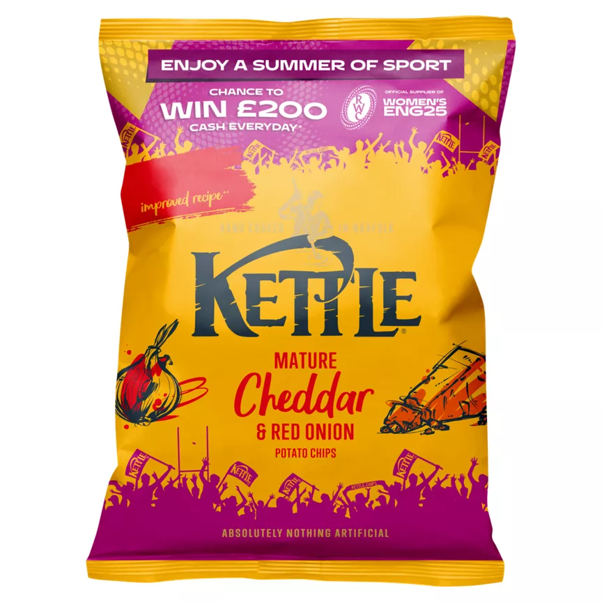 Kettle Mature Cheddar & Red Onion Potato Chips 130g