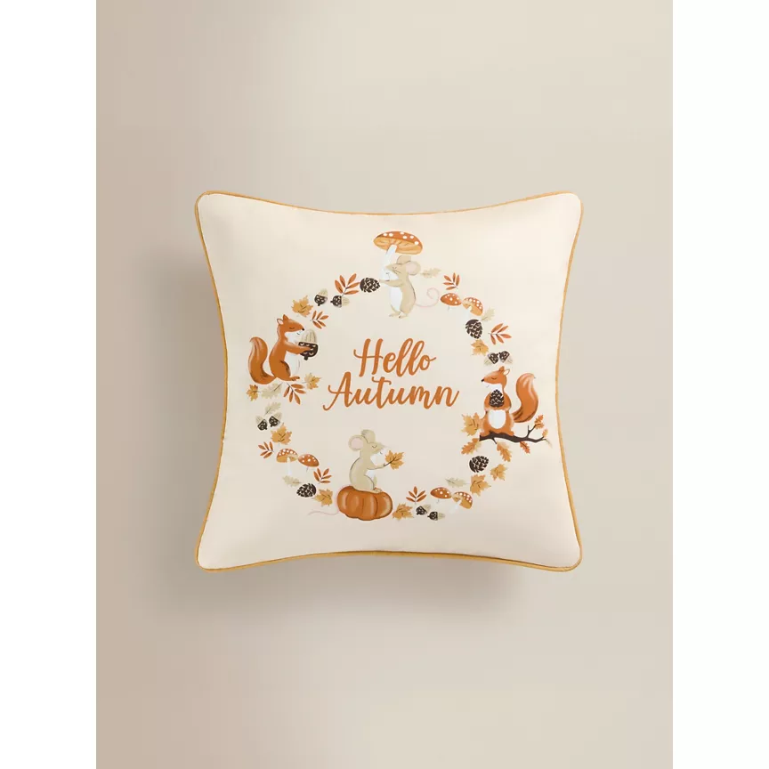 George Home Natural Printed Autumn Animals Cushion