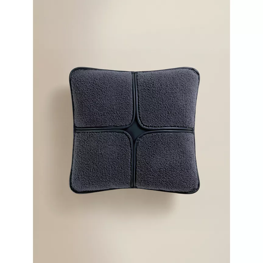George Home Pleather Trim Boucle Grid Cushion