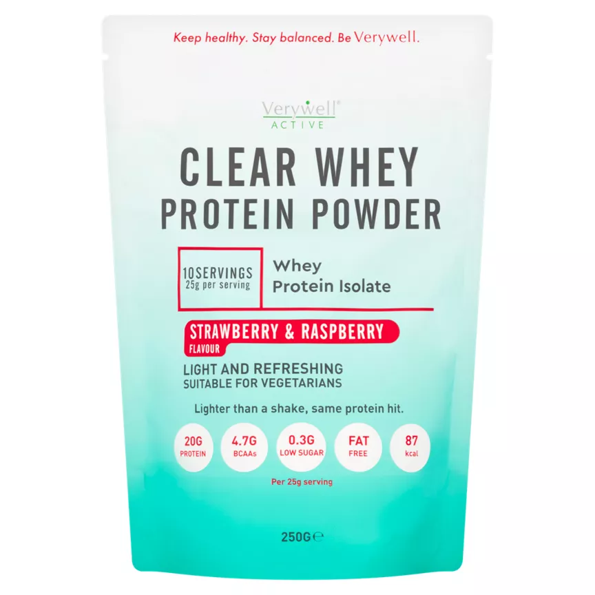 Verywell Active Strawberry & Raspberry Flavour Clear Whey Protein Powder 250g