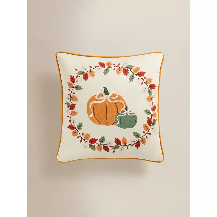 George Home Natural Pumpkin Bow Cushion