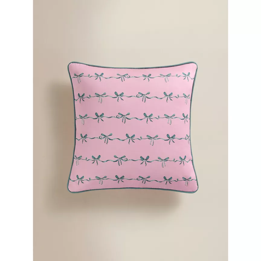 George Home Pink Printed Bow Cushion