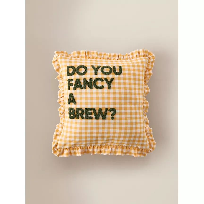 George Home Fancy a Brew Slogan Cushion