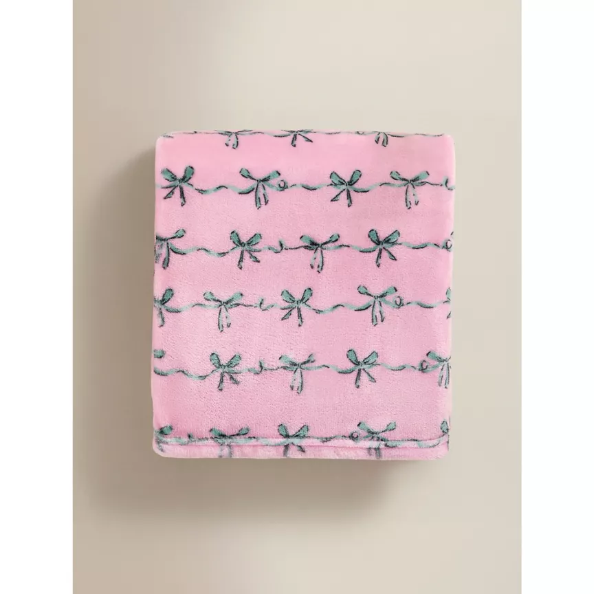 George Home Pink Bow Supersoft Throw - 150 x 120cm