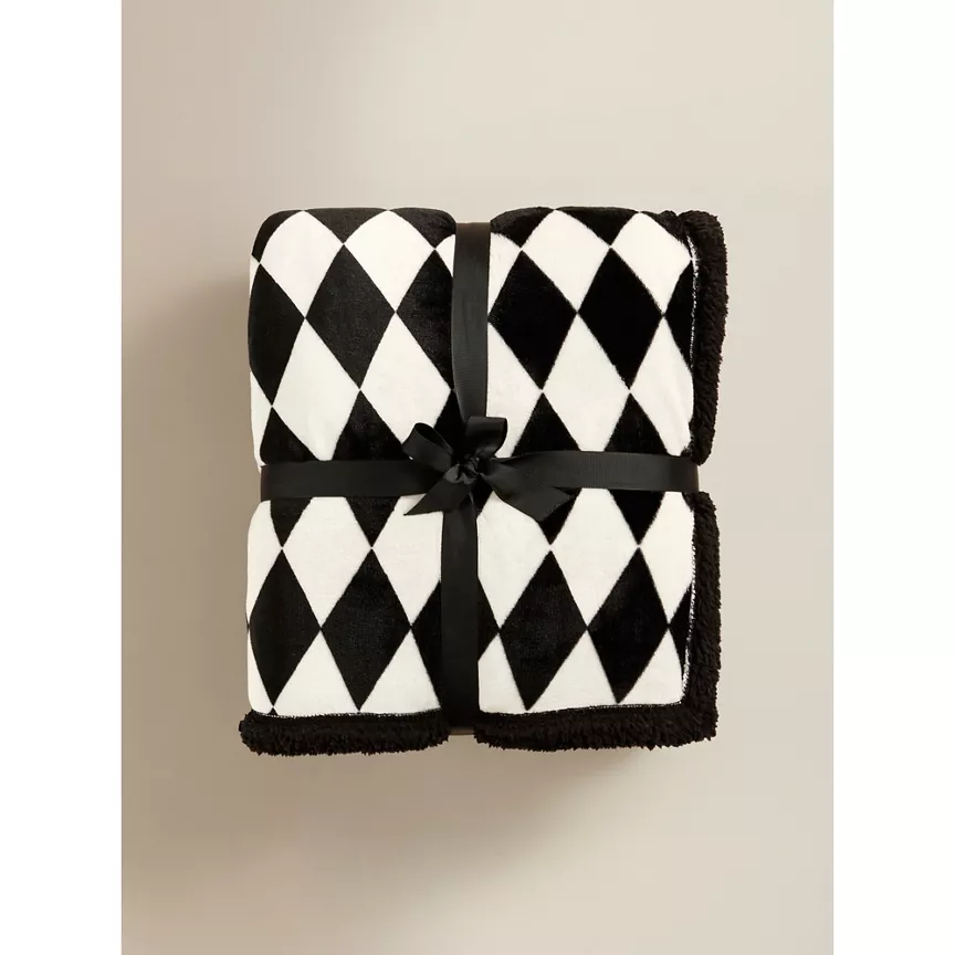 George Home Harlequin Sherpa Throw - 150 x 120cm