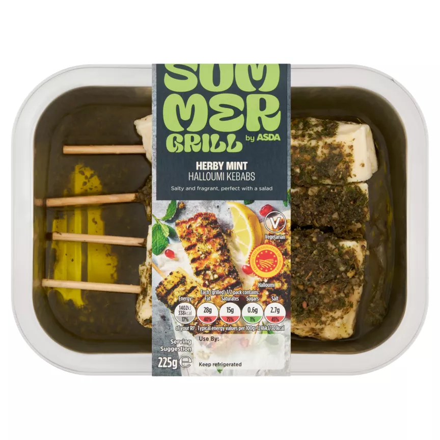 SUMMER GRILL by ASDA Herby Mint Halloumi Kebabs 225g