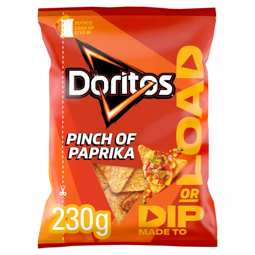 Doritos Dip or Load Paprika Tortilla Chips Sharing Crisps 230g