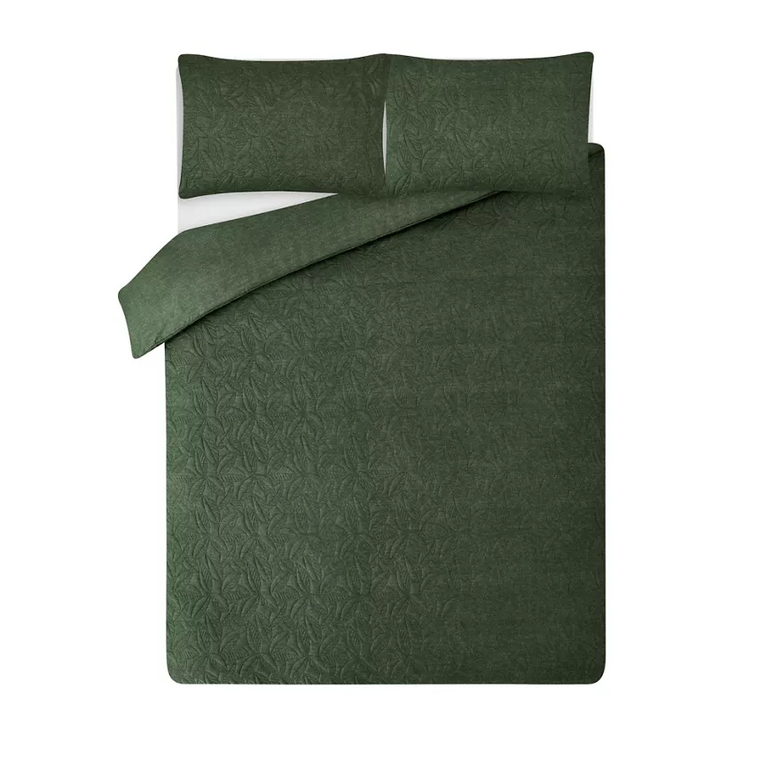 George Home Green King Pinsonic Leaf Quilted Duvet Set