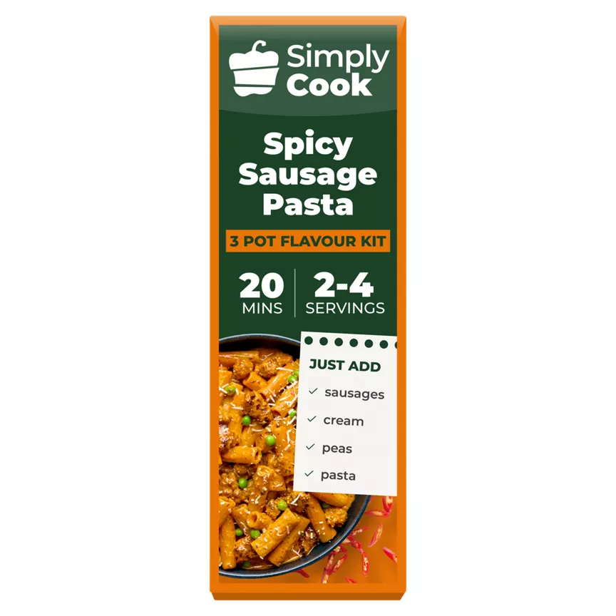 Simply Cook Spicy Sausage Pasta 3 Pot Flavour Kit 63g