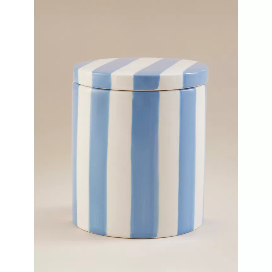 George Home Blue Striped Lidded Pot